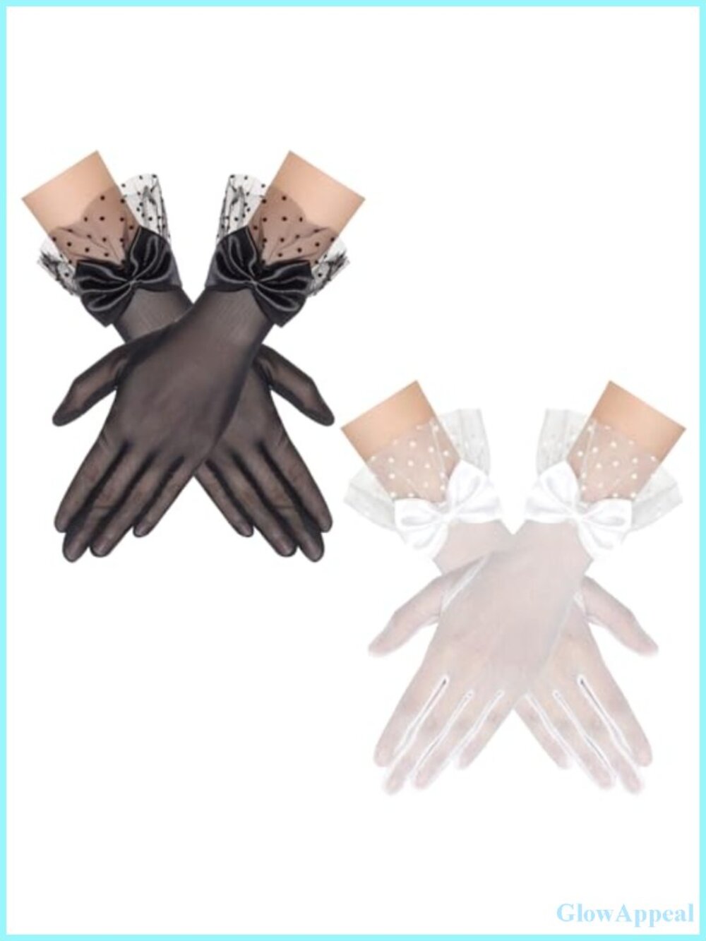 Vintage Lace Bow Gloves 2 Pair